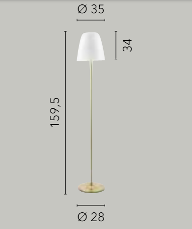 Piantana in vetro bianco struttura in metallo oro satinato 3XE14 non incl. D.35cm ARES Piantana in vetro bianco struttura in metallo oro satinato 3XE14 non incl. D.35cm ARES